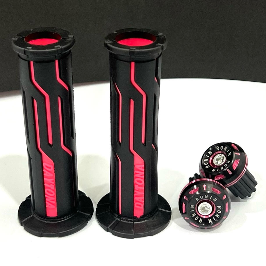 ปลอกแฮนด์นิ่มๆ Daytona สีชมพูอ่อน พร้อมปลายแฮนด์ อลูมิเนียมเลือกสีได้ (1คู่) - CR Racing