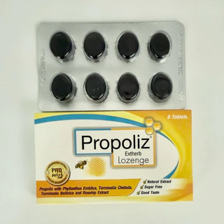 (ยกกล่อง สูตรใหม่) Propoliz Extherb Lozenge ลูกอม โพรโพลิซ เอ็กเฮิร์บ 1กล่อง (15แผง)