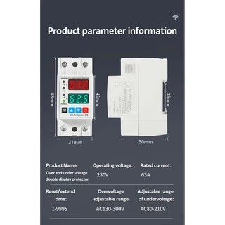 เครื่องป้องกันไฟฟ้าลัดวงจร 220V 40A/63A การควบคุมแรงดันไฟเกิน การป้องกันกระแสไฟเกิน