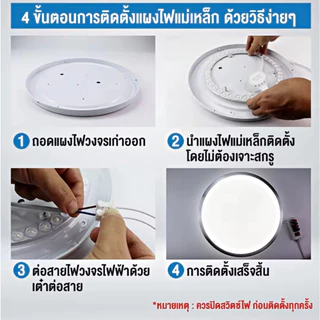 หลอดไฟ led เพดาน(24W 36W 48W 72W)สลับ3สี ไฟเพดาน LEDแผงไฟแม่เหล็ก แผงไฟพดาน LED