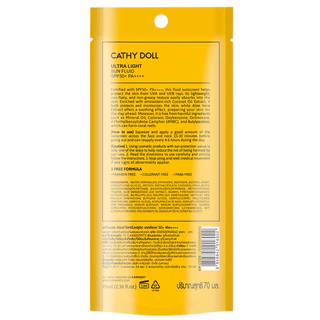CATHY DOLL - Ultra Light Sun Fluid SPF50+ PA++++ (70ml.) เคที่ดอลล์ อัลตร้าไลท์ซันฟลูอิด เอสพีเอฟ50+ พีเอ++++