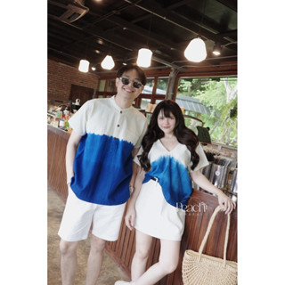 ชุดงานคู่ผ้าฝ้ายย้อมคราม กดแยกชิ้น