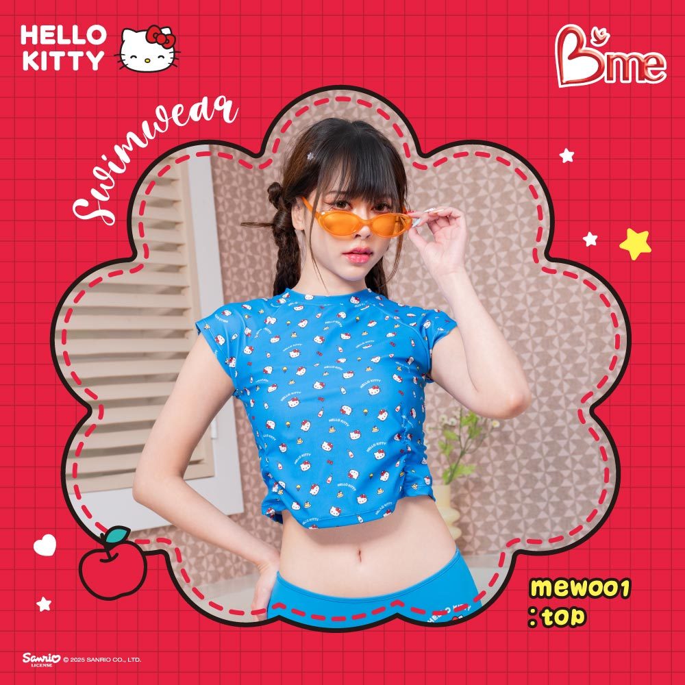 B'me เสื้อว่ายน้ำ รุ่น MEW001 (Hello Kitty) สีฟ้า สีชมพู (เข้าคู่กางเกงว่ายน้ำ รุ่น MEW301 MEW302 MEW303)