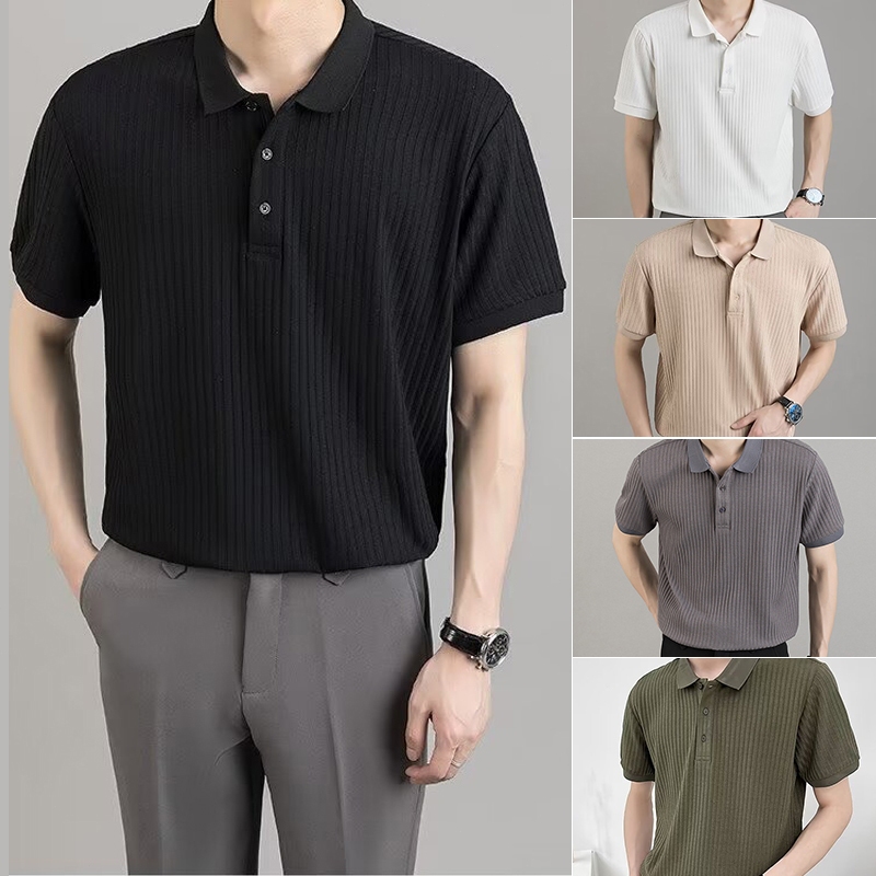 （แนะนำให้ซื้อเผื่อไซส์ขึ้น 1 ไซส์）เสื้อโปโล คอปก เข้ารูป ระบายอากาศได้ดี ลําลอง สไตล์เรียบง่าย สําหรับผู้ชาย เกาหลี