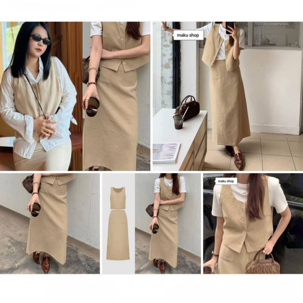 พร้อมส่งจากไทย 🇹🇭 ชุดเซ็ทเสื้อแขนกุด กระโปรงยาว ป้าย Lovito #ชุดเซ็ท#ชุดเซ็ทยาว#ชุดเดรส#กระโปรงยาว#เ