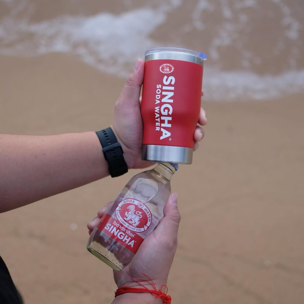 แก้วเก็บความเย็นสิงห์ Singha Soda Water สแตนเลส พร้อมที่เปิดขวด (เฉพาะแก้ว ไม่รวมโซดา)