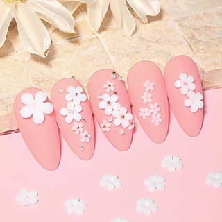 Nawoelite จิวติดเล็บ เล็บ อะไหล่เล็บ เครื่องประดับเล็บ DIY ดอกไม้ กลีบ แผ่นดอกไม้กลม สตั๊ดลูกปัดโครเมียมสีทอง/เงิน