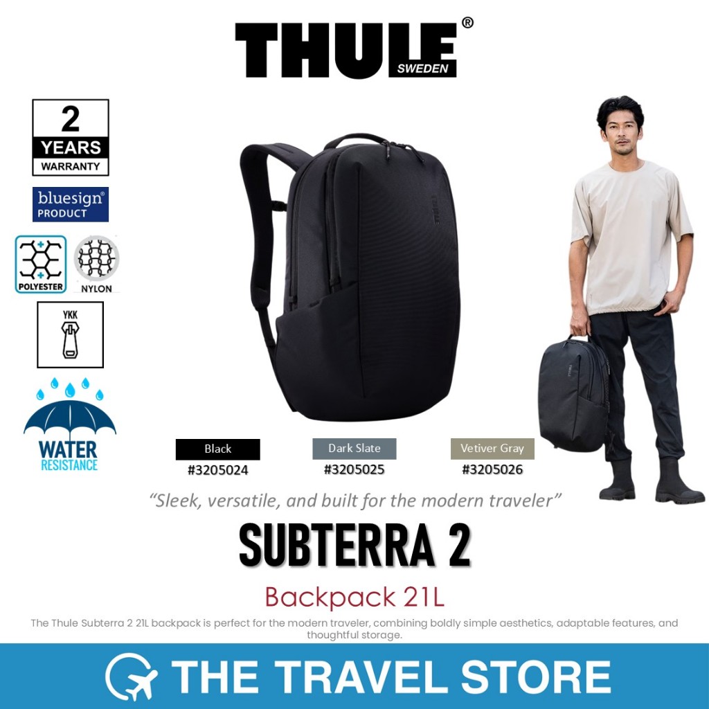 Thule SUBTERRA 2 Backpack 21L กระเป๋าเป้ สะพายหลัง รองรับโน๊ตบุ๊ค 16"  รับประกัน 2 ปี