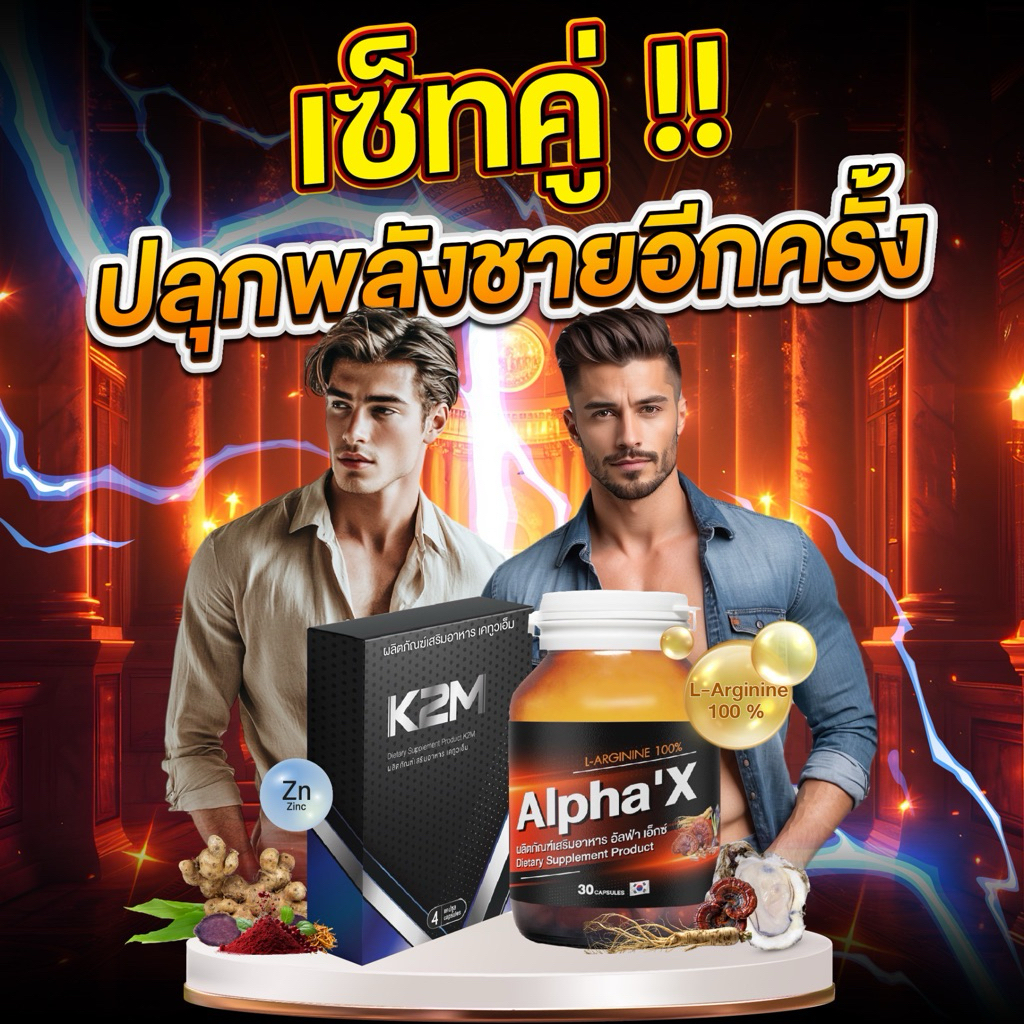 สมุนไพรบำรุงท่านชาย เชตคู่ เสริมความมั่นใจเกิน100% บำรุง(AlphaX)+ก่อนทำกิจกรรม(K2M) ของแท้ เห็นผลชัด