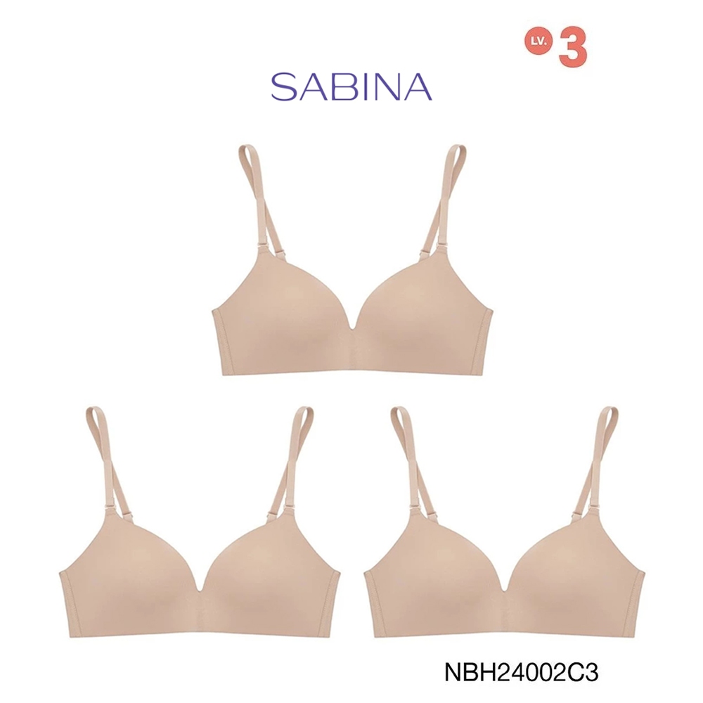 Sabina ซาบีน่า เสื้อชั้นใน (Set 3 ชิ้น)[Online Exclusive] Soft Doomm Level 3  ไร้โครง รหัส NBH24002C3 - สีเนื้อเข้ม