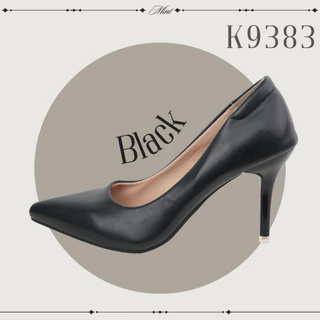 K9383 รองเท้าส้นสูง PU หนังนิ่ม ส้นแหลมสูง 3.3 นิ้ว