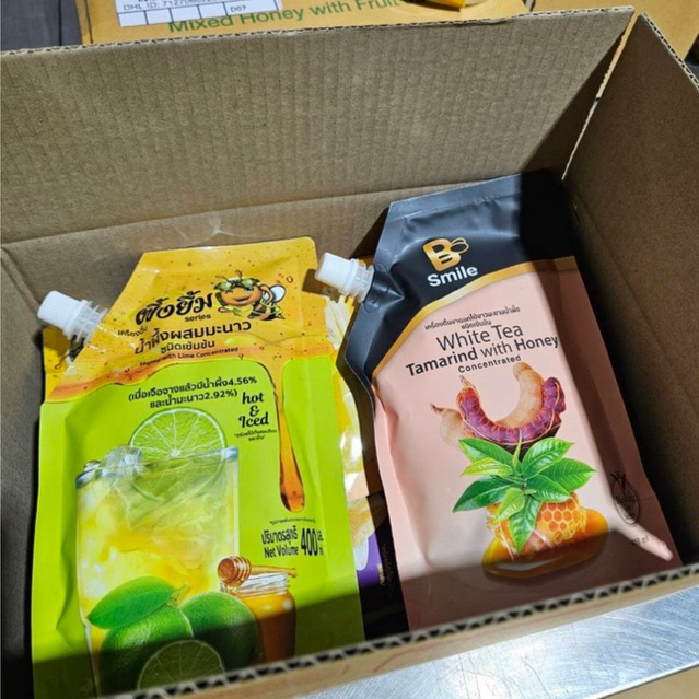 น้ำผึ้งผสมน้ำผลไม้ 400 ml น้ำบ๊วย น้ำมะนาว น้ำมะขามชาขาว น้ำเสาวรส