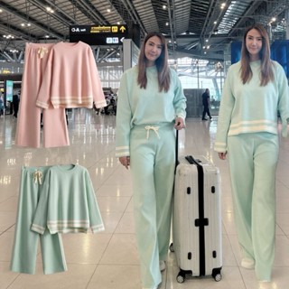 AP51 ( Airport look)ชุดเซตไหมพรม ชุดขึ้นเครื่องเนื้อผ้าไหมพร…