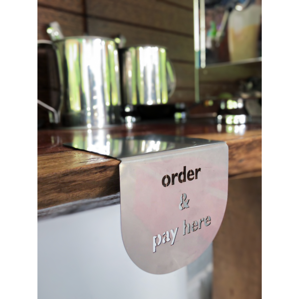 ป้าย Order Pay hare ป้ายติดเคาน์เตอร์ ป้ายเคาน์เตอร์ ที่วาง Order ตกแต่งเคาน์เตอร์สไตล์มินิมิล minimal ตกแต่งร้าน