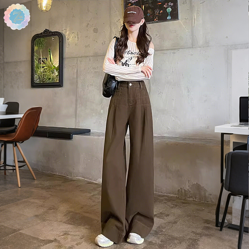 S-5XL กางเกงยีนส์สีน้ำตาล – สไตล์เกาหลี เอวสูง ปิดกล้ามเนื้อ กระชับสัดส่วน กางเกงยาวลากพื้น ราคา ถูกที่สุด ดีลบีเคเค แกลเลอรีภาพที่ 7