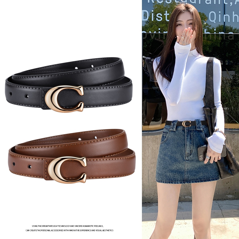 ส่งด่วน/พร้อมส่ง (ขายส่ง) เข็มขัดคาดเอวทรงสลิมหรู สำหรับผู้หญิง สายโลหะผสมสไตล์มินิมอล