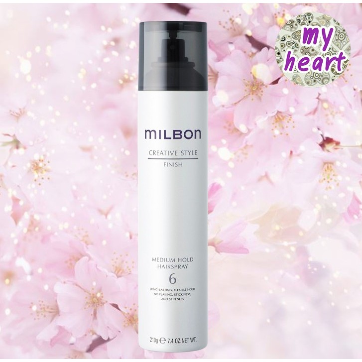 Milbon Creative Style Medium Hold Hairspray 6 ขนาด 210 g สเปรย์ล็อคทรงผม ด้วยชั้นฟิล์มทรงพลัง อยู่ทรงระดับ 6