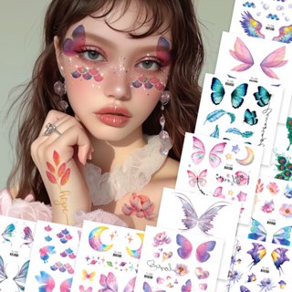 สติกเกอร์รอยสักชั่วคราว น่ารัก รูปผีเสื้อ 3 มิติ กันน้ํา DIY…