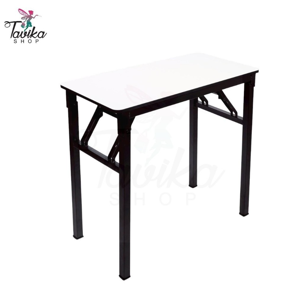 ((สินค้าผลิตในไทย))โต๊ะพับ หน้าขาวล้วน สไตล์มินิมอล โต๊ะทำงาน โต๊ะอเนกประสงค์  เหล็กหนา ไม่ต้องประกอบเอง