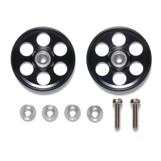 ทามิย่า💯โรลเลอร์ TAMIYA [95498:⭐️980] HG Lightweight 19mm Aluminum Ball-Race Rollers(Ringless/Black)