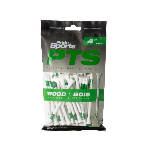 Tees PRIDE  MAX PTS GREEN 4" NEW GOLF WOOD TEES (50tee) ที่ตั้งลูกกอล์ฟ (50ชิ้น)