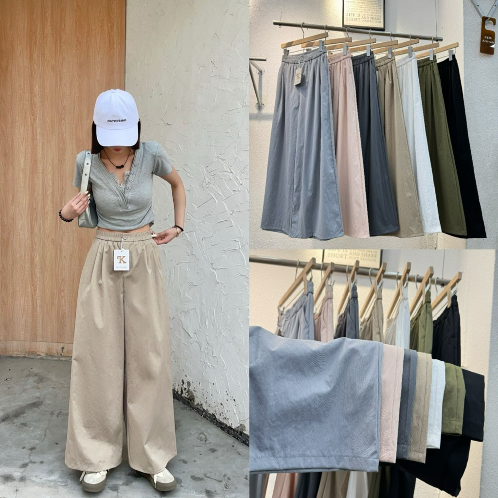กางเกงทรงกระบอกใหญ่ ใส่สบาย สไตล์เกาหลี ป้าย Kelits