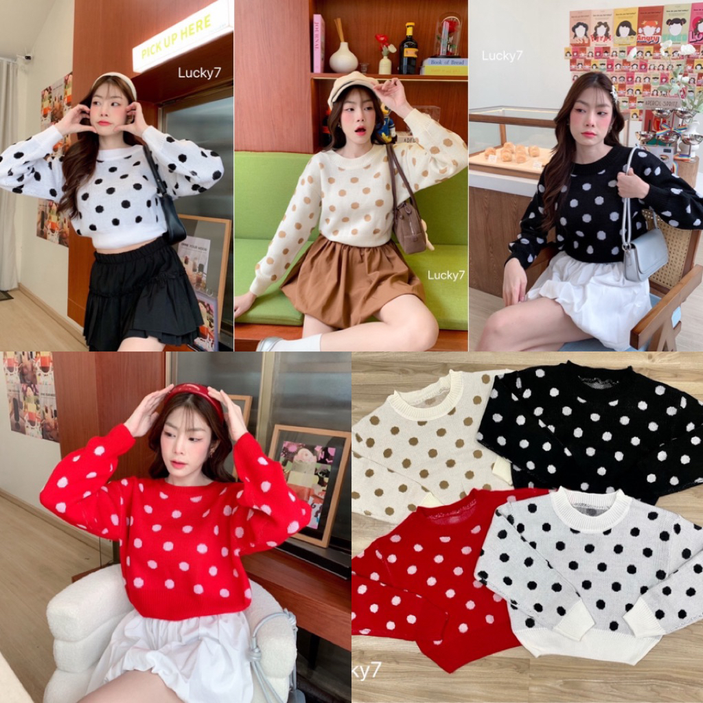 LILY เสื้อครอปไหมพรมแขนยาวผ้าเนื้อดีใส่สบาย งานนำเข้า โทนสีสวย แมทช์ได้หลายลุค ใส่กับอะไรก็สวยค่า