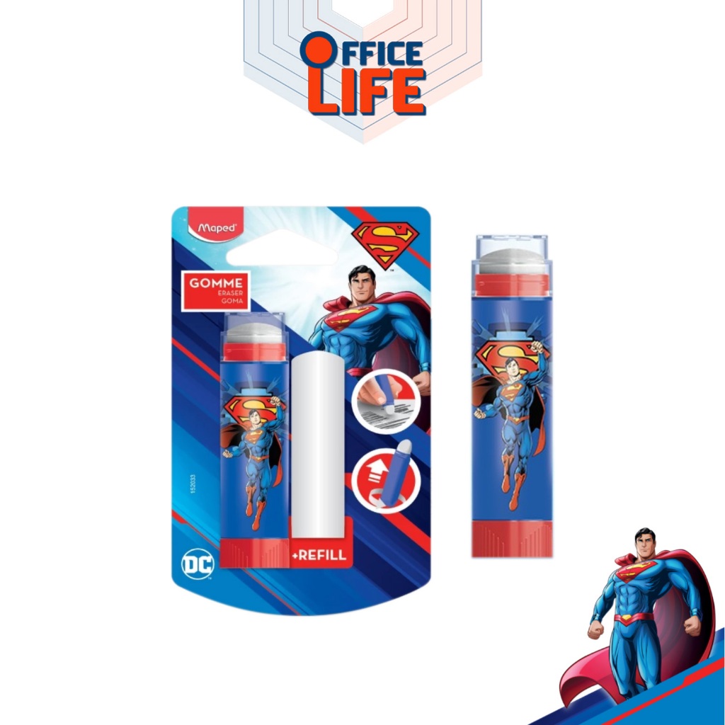 Maped (มาเพ็ด) ยางลบ ยางลบดินสอ รุ่น Superman + Refill ซุปเปอร์แมน ( 1 ชิ้น )