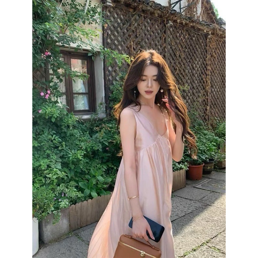 6274# เดรสคอวีแขนกุดตัวยาว กระเป๋าข้าง ผ้าพริ้วสวย งานมีซับในอย่างดี TAG WG.WE 🇰🇷🇰🇷 - รูปที่ 2