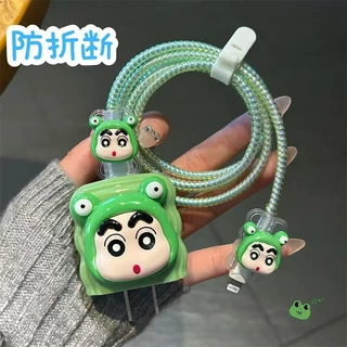 ⚡มาใหม่⚡เคสสายชาร์จ(1เซตมี5ชิ้น )เคสซิลิโคนอ่อนนุ่มลายการ์ตูนน่ารักสําหรับชาร์จPower Adapter 18W/20W