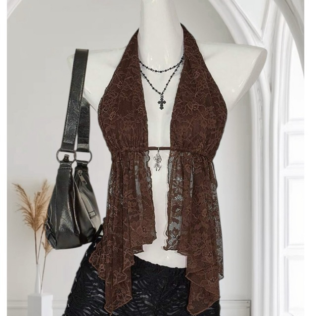 ชุดคล้องคล้อง ลูกไม้เปิดหลัง จี้แมงมุม