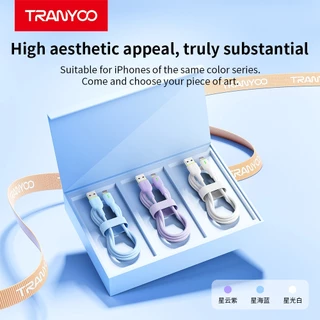 TRANYOO X22 สายชาร์จโทรศัพท์มือถือ 6A 1M USB to Mi&ro/ Type-C/Ligh&ning interface LED light