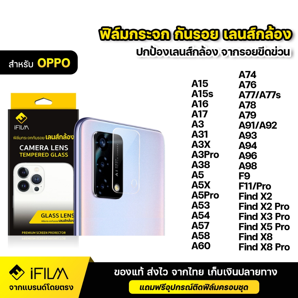 iFILM ฟิล์มกระจก เลนส์กล้อง For OPPO A38 A3X A5 A5ix A5Pro A57 A58 A60 A77 A78 A