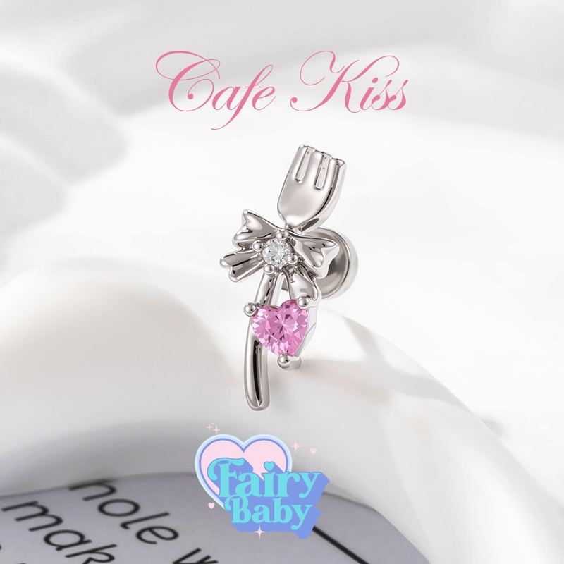 Fairybaby จิว Café Kiss ( 1 ชิ้น ) แป้นแบน น่ารัก ดีไซต์เก๋ สาวคาเฟ่ (J3-035)
