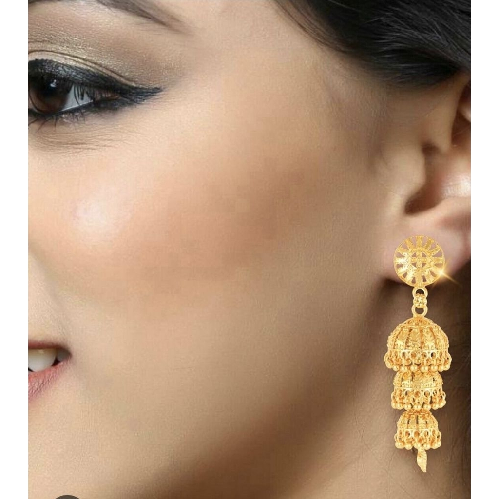 big sale ต่างหูทองคำจากอินเดีย คุณภาพดี golden earrings from india good quality