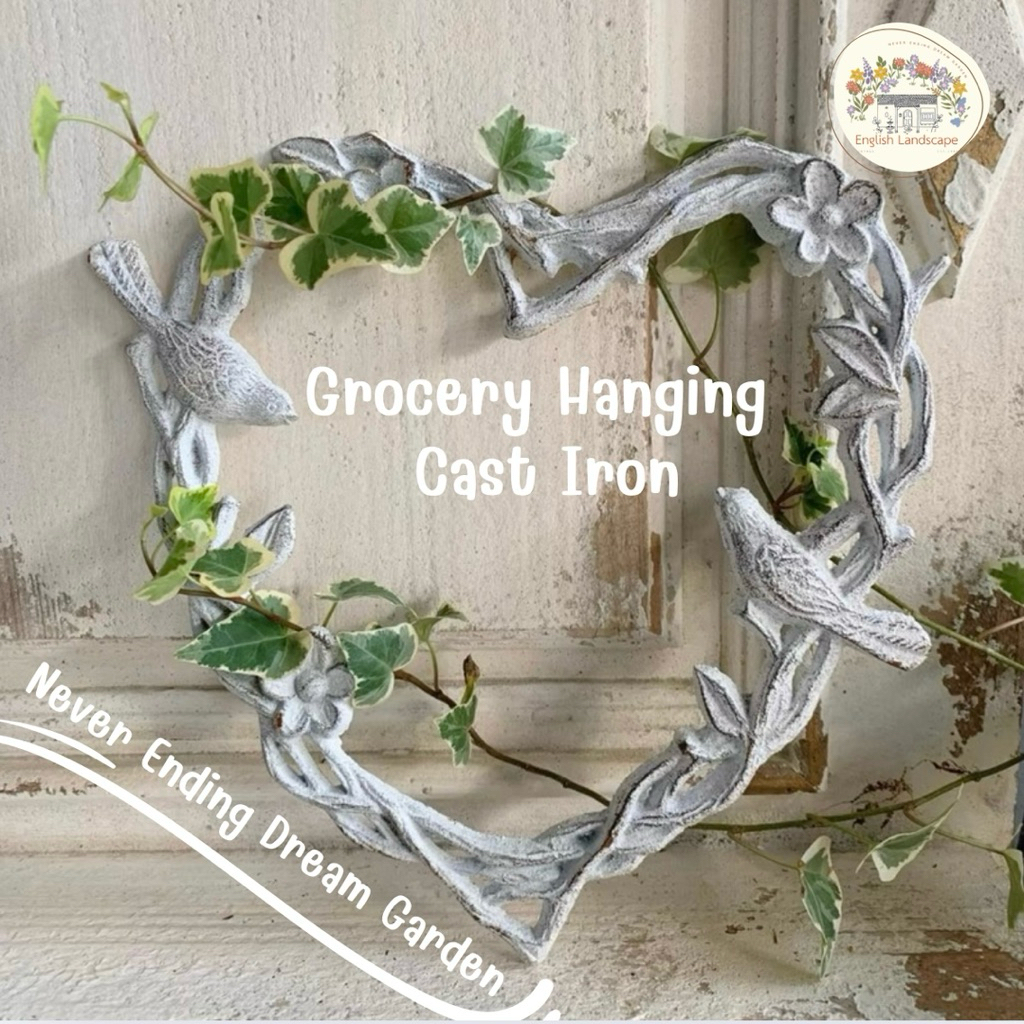 Morris Garden Garden Grocery Hanging Cast Iron Insert Double Bird Heart Shape Wall Hanging Decoration ขนาด 26x25 cm.