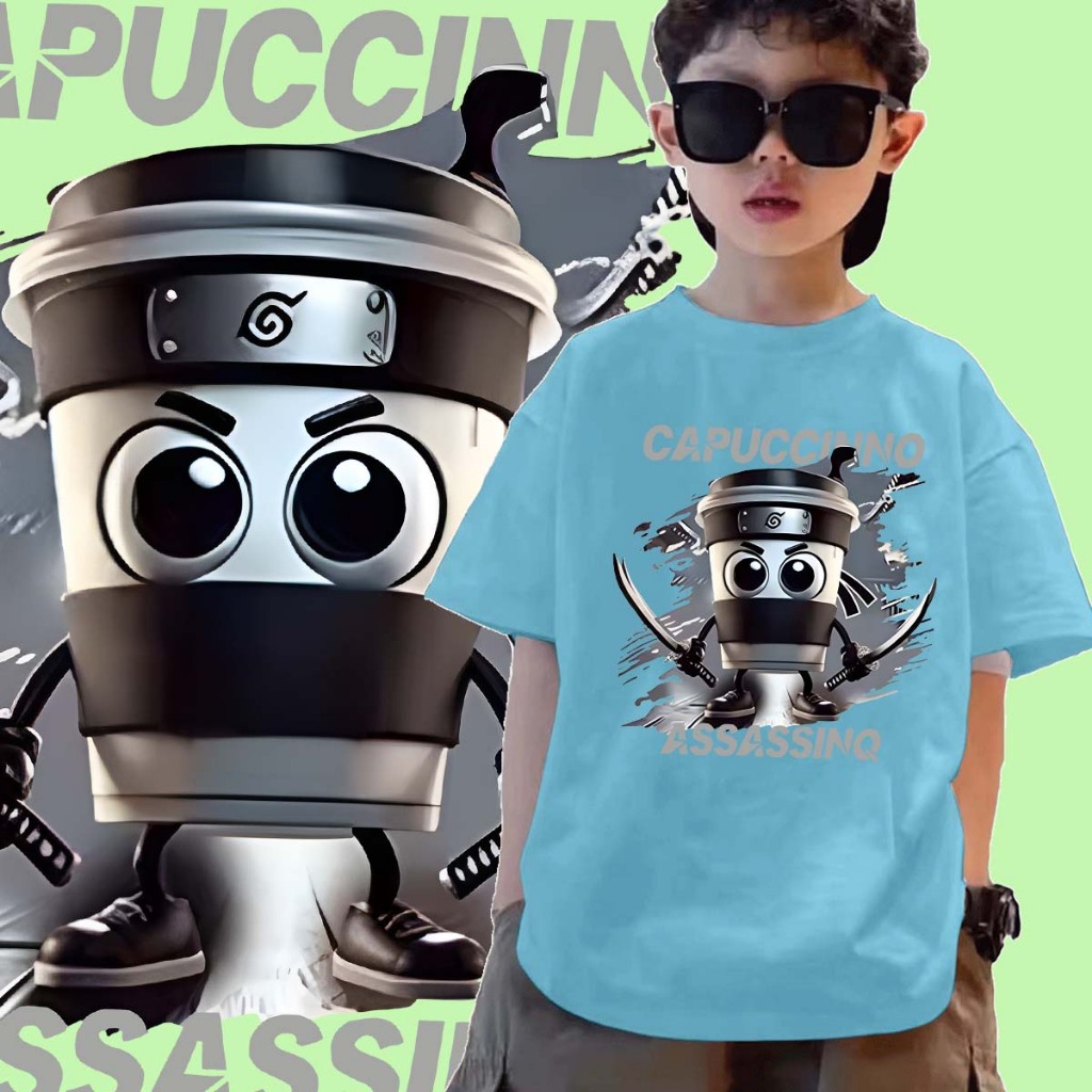 J-1360-SHORT เสื้อยืดเด็กลาย cappuccino assassino มาใหม่ๆน่ารักๆสีสวยสดใสรุ่นนี้ใส่สบายมาก ส่งทั่วไทย (เสื้อเด็กนะคะ)