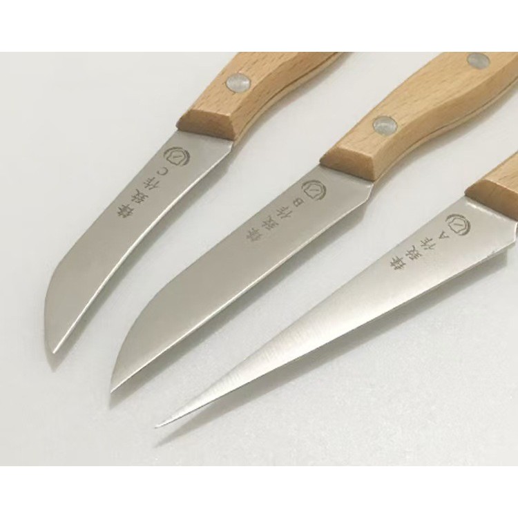 J49  ชุดมีดแกะสลักผลไม้3เล่ม มีดคว้าน  ด้ามไม้