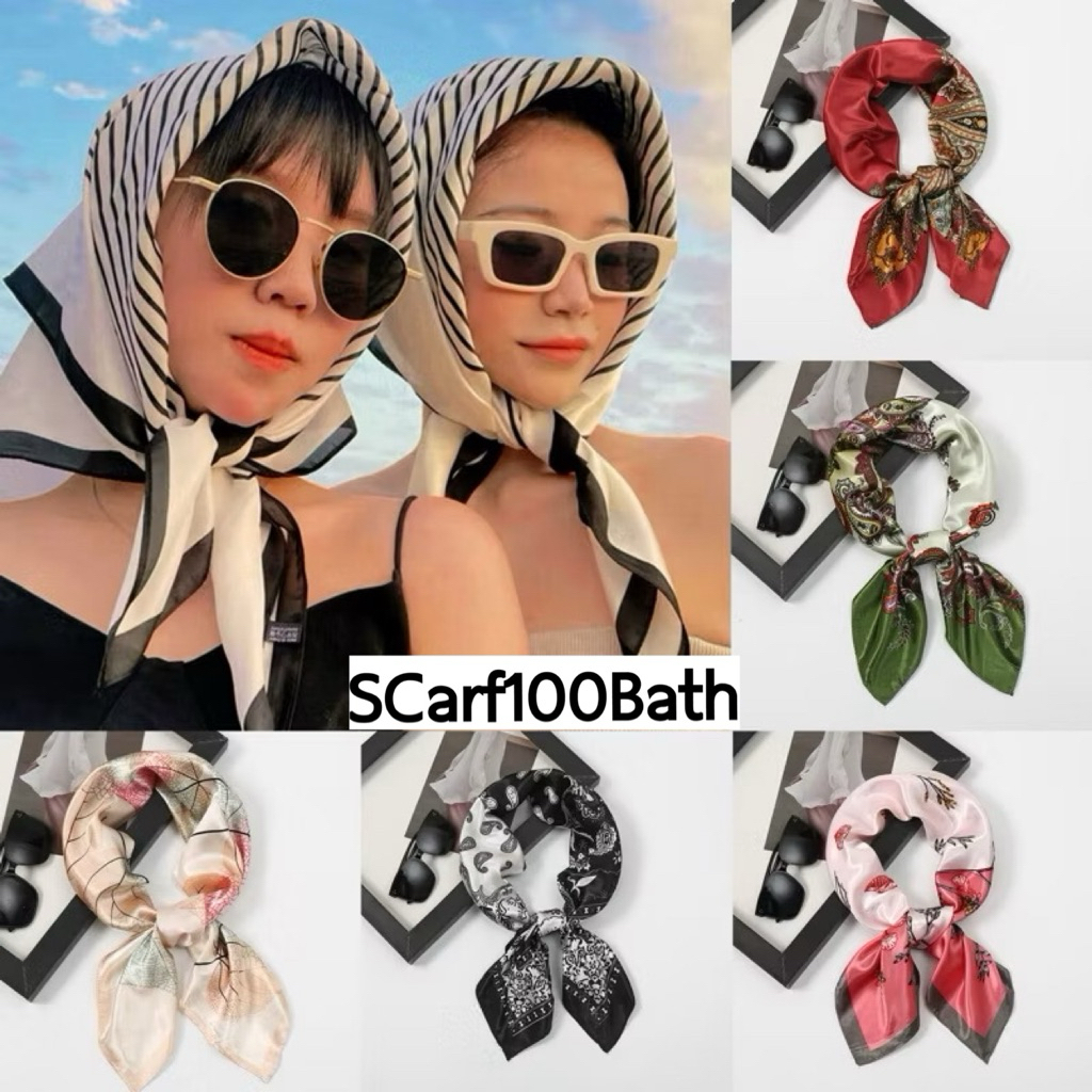 🇨🇷พร้อมส่ง🇨🇷 ผ้าโพกหัววินเทจ  (ขนาด 90x90)