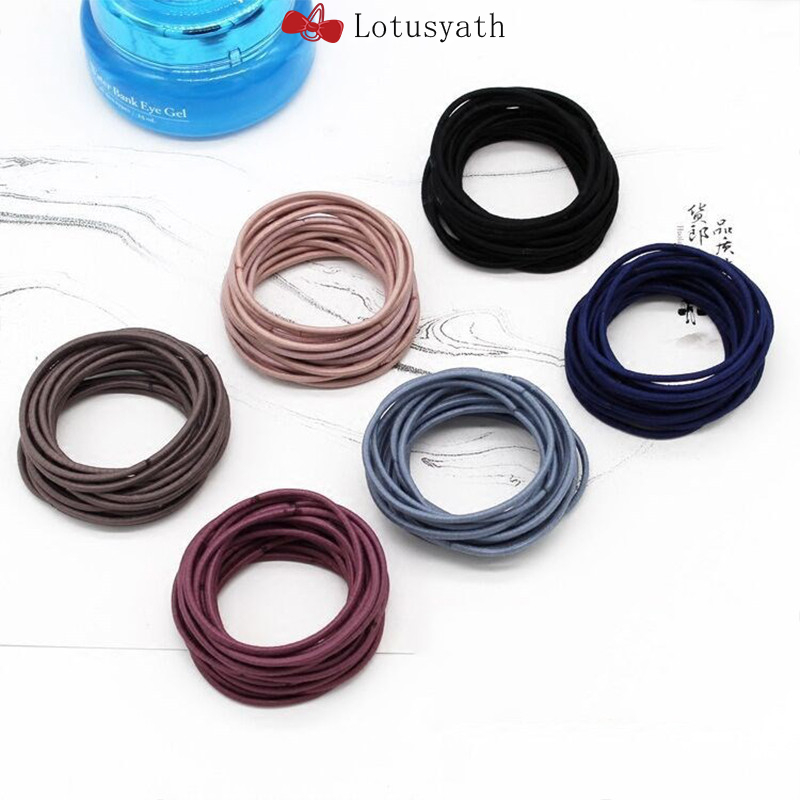 แหวนรัดผมไร้ตะเข็บขนาด 2 มม. สไตล์เรียบง่าย สีมาการอง เชือกรัดหัวเล็ก