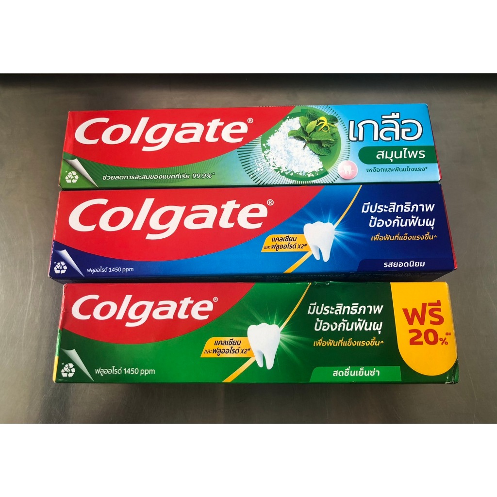 คอลเกตยาสีฟันรสนิยม150กรัม,คอลเกตยาสีฟันผสมฟลูออไรด์เกลือสมุนไพร150กรัม