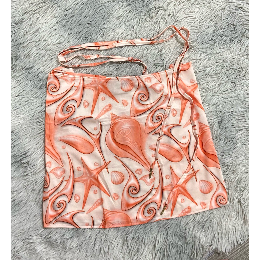 VGH กระโปรงไปทะเล ลายหอยปลาดาว สีส้มอย่างสวย ใส่แล้วปั๊วมาก