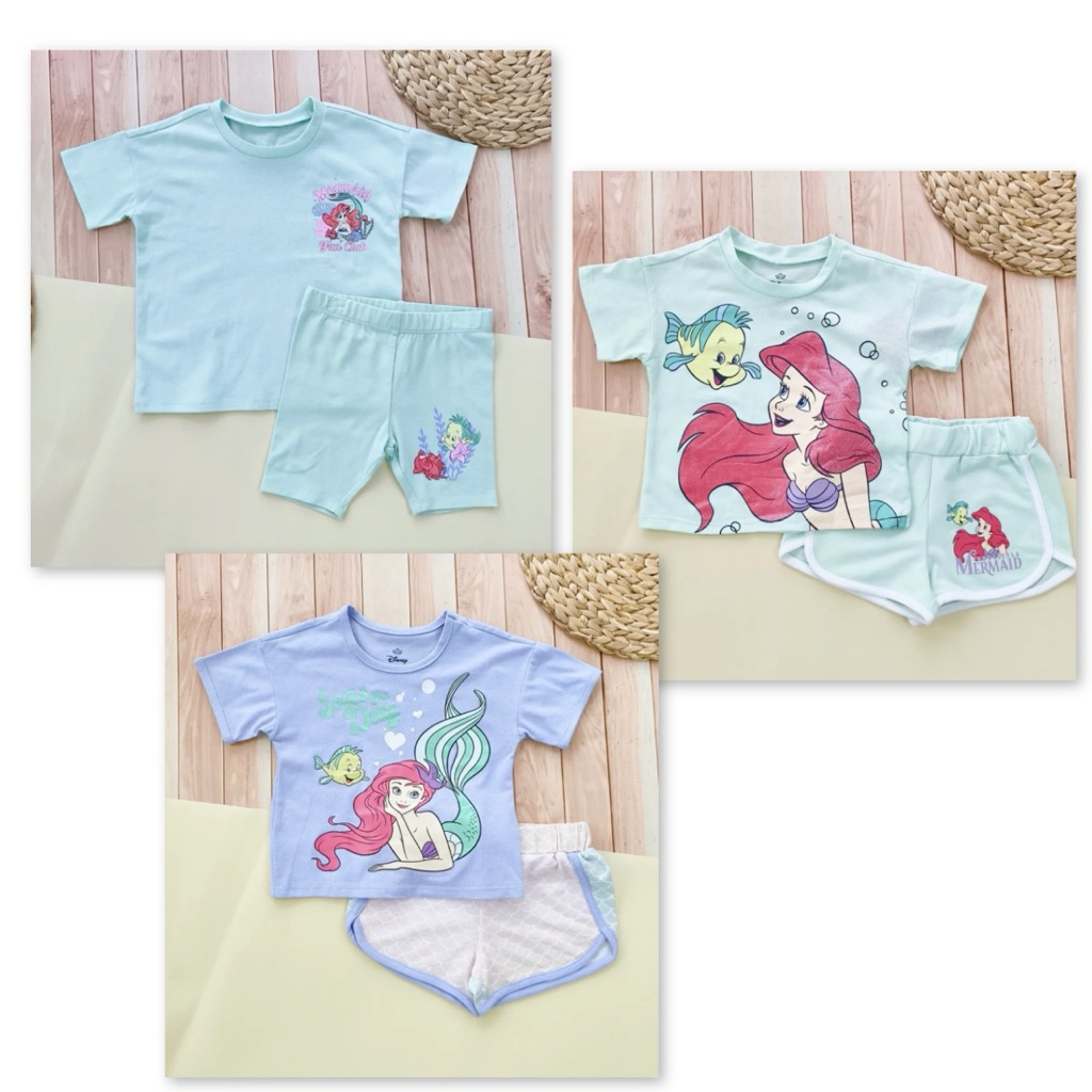 amilybabyshop : ชุดเด็กแรกเกิด-สิบขวบ 🌈ชุดเซต เสื้อ+กางเกง🧸Disney Princess🧸The Little  Mermaid 🧜‍♀️สินค้าพร้อมส่ง🚛