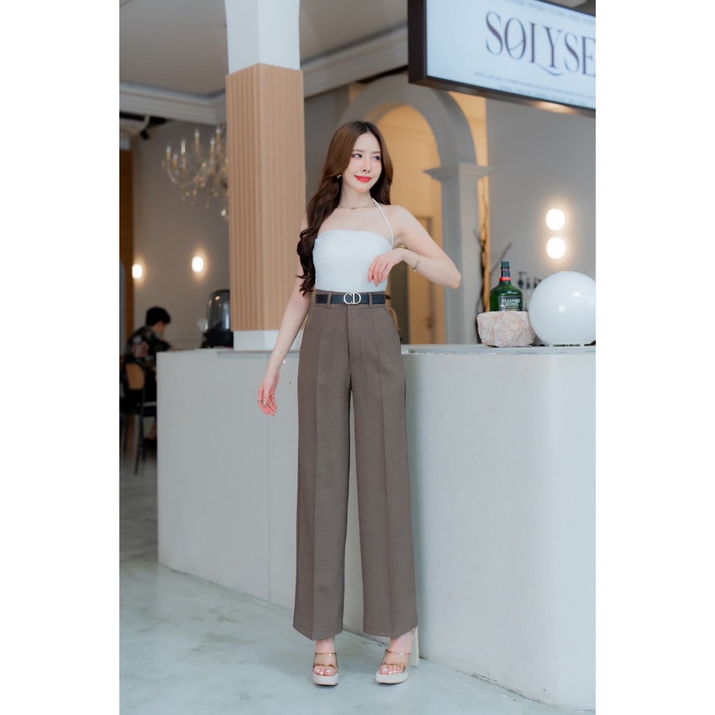 G92 กางเกงขากระบอกกลาง ตะขอหน้า ผ้าฟอร์ร่า เอวสูง - รูปที่ 6