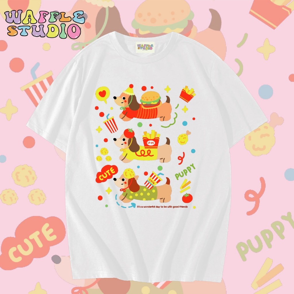 [ ส่งฟรี 🔥 ] WS1808 เสื้อยืดโอเวอร์ไซส์ ผ้าคอตตอน 100% เสื้อยืดเกาหลี เสื้อยืด  WAFFLE STUDIO