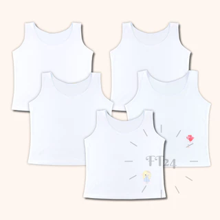 เสื้อกล้ามเด็กผู้หญิงสีขาว(เเพค 5ตัว)เนื้อผ้า นิ่ม ซับเหงื่อแห้งง่าย ระบายอากาศได้ดี