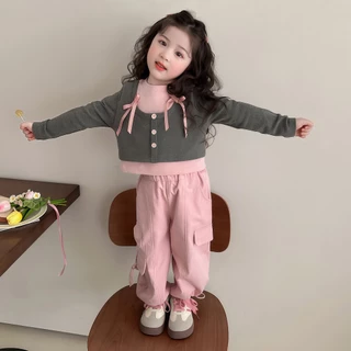 PRINCESS KESLI เสื้อแขนยาวเด็ก เสื้อยืดสไตล์เกาหลีรุ่นใหม่ ลำลองสบายๆ คอลเลกชั่นฤดูใบไม้ผลิ 1-14 ปี