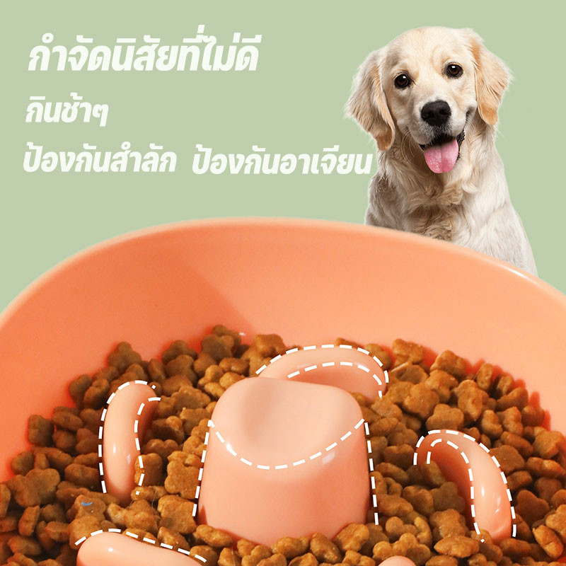 AimayaPet ชามอาหารสัตว์เลี้ยงช ชามใส่อาหารทรงสูง ามชะลอกิน ปกป้องคอ ความจุขนาดใหญ่ ทําความสะอาดง่าย - รูปที่ 2