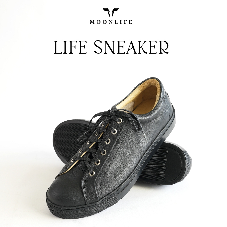 Moonlife Life Sneaker  - Black all รองเท้าหนังวัวแท้