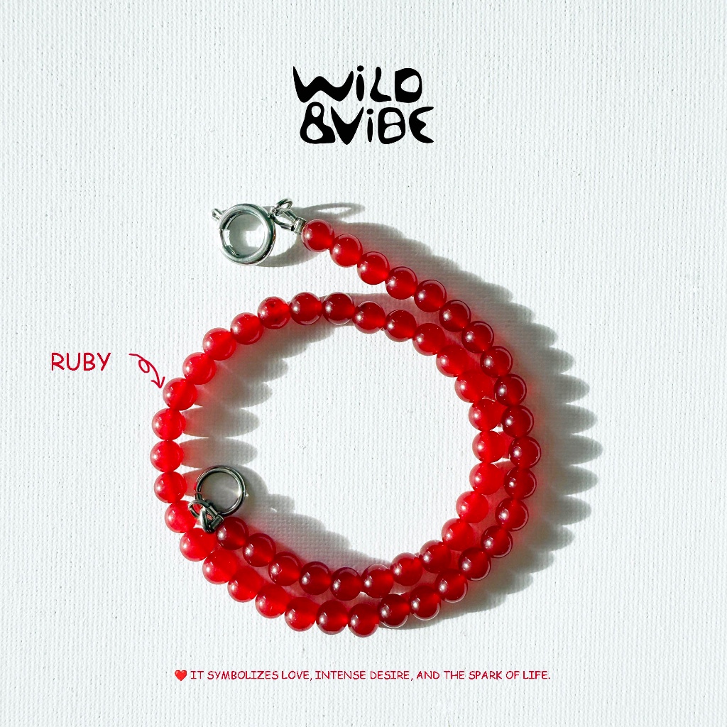Neckless handmade สร้อยหินแท้ทับทิมสีแดงRuby